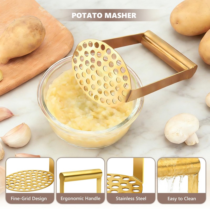 Stainless Steel Potato Masher,Dishwasher Safe Food Masher for Potato, Avocado,
