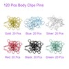 DMiotech 120Pcs Body Clips Pins with Pull Tabs, Mixed Color