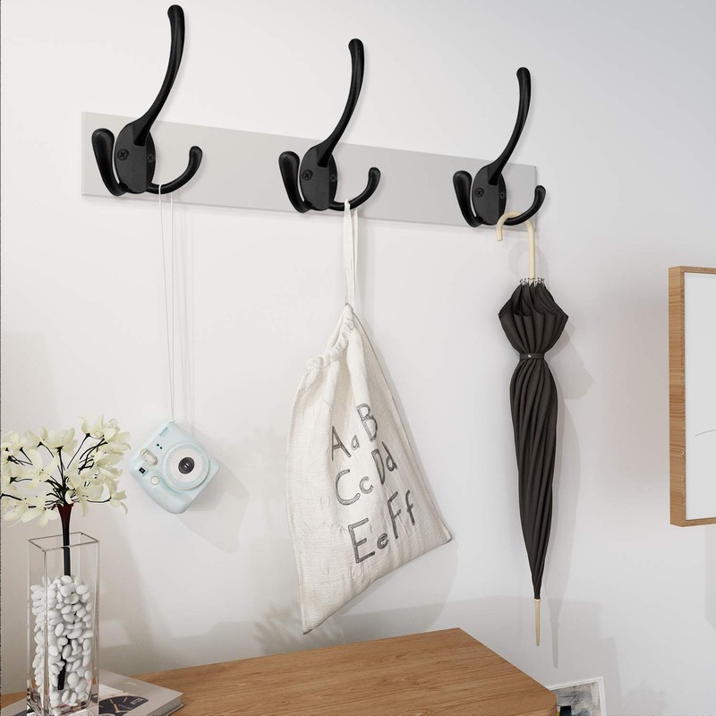 IBosins 6 Pack Big Heavy Duty Three Prongs Coat Hooks