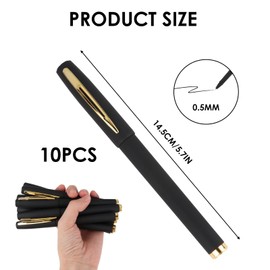 10 PCS Rollerball Pens Black Ink Fine 0.5mm Ballpoint Tip Smooth Writing Biro Fade Water Resistant Gel Pen Quick Drying Roller Ball Pens for Handwriting School Office Business Student Teacher Doctor