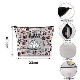 VAMSII Bowling Team Bowling Coach Gift Novice Bowler Gift Fun Bowling Themed Makeup Travel Bag (TO KEEP UP)
