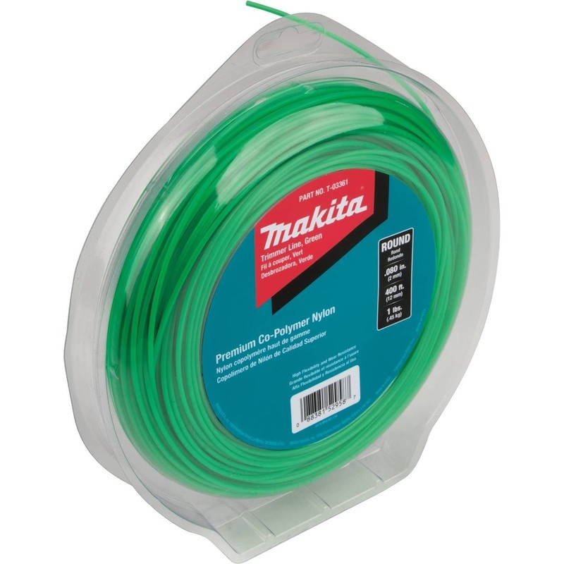 Makita T-03361 Round Trimmer Line, 0.080”, Green, 400’, 1 lbs.