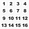 60mm Round Vinyl Number Stickers No.1-16 Black/White