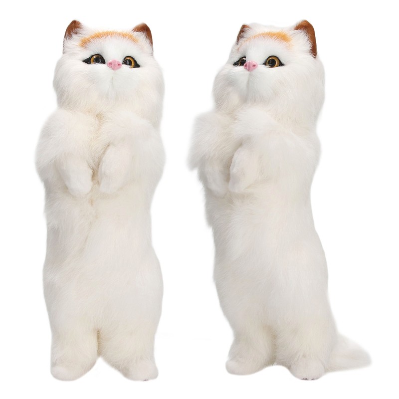 Furry Cat Figurine Realistic Simulated Adorable Lovely Decorative Plush Cat