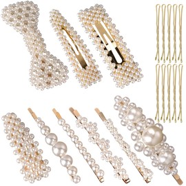 Hair Clips, Pearl (Set of 19), Hair Accessories, Ribbon, Hair Ornament, Patching, Hair Pin Set, Hair Bundles, Bangs, Hair Arrangement, Gold Pin