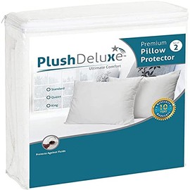 Premium Pillow Protector 100% Waterproof Proof and Soft Cotton Terry (Set of 2) 10 Year Warranty (Queen)