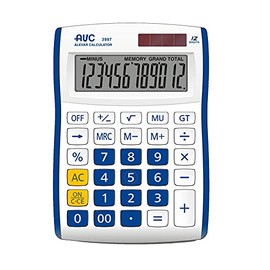 AVC Desktop Calculator 12 Digits 88 x 128 x 29 mm Big Digit Dual Power Supply Blue