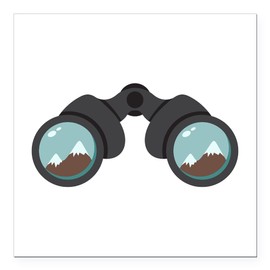 CafePress Mountain Binoculars Square Car Magnet 3 X 3 Square Car Magnet, Magnetic Bumper Display