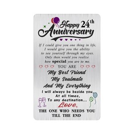 Alotozo 24 Year Wedding Anniversary Card - Happy 24th Wedding Anniversary Cards Gifts for Husband Wife - 24 Years Anniversary Card for Him Her