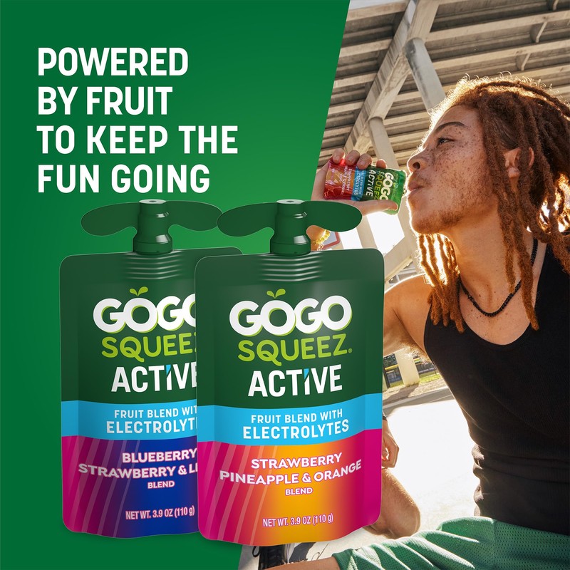 GoGo squeeZ Active Fruit Blend with Electrolytes | 18-Count Variety