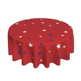 BETGINY 4th of July Tablecloth 60 Inch Round Patriotic Red Blue Star Tablecloths Washable Farmhouse Table Cloth Decorative for Picnic Party Holiday Home Indoor Outdoor
