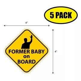 Tampa Printing 5 PACK 4"x2.75" FORMER BABY ON BOARD Sticker Decal Humor Funny Gift VG0254