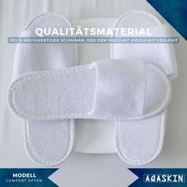 AQASKIN Premium Quality Terry Non Slip Disposable Slippers - Bulk Discounts - Comfortable and Soft Raised Bottom - Ideal for Hotels, Spas and Wellness Centers, White