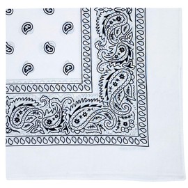 MDSTYLE 6 PCS 100% Cotton Bandanas 22” x 22" for Men & Women Paisley Handkerchief Headband Scarf Bandana (White)