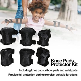 Topyond Adults Skateboard Protective Gear Kit Knee Pads Elbow Pads Wrist Guards Set,Roller Skating Skateboarding Protection for All Ages