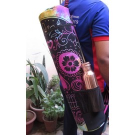 ICC - Bolsa para esterilla de yoga, bolsa de yoga para ejercicio, bolsa de almacenamiento multifuncional, correa ajustable con cierre completa, para mujer, bolsa de algodón indio con mandala hippie (bolsa de yoga con múltiples calaveras)