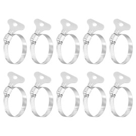 sourcing map 15Pcs Stainless Steel Hose Clamps Worm Gear Hose Clamp, 32-44mm(1-1/4" to 1-3/4") Adjustable Thumb Screw Key Type Clamps Fuel Line Clamps 8mm Bandwidth for Plumbing, Automotive