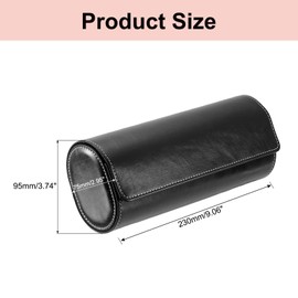 uxcell Watch Roll Travel Case, 3 Slot Leather Watch Storage Box Portable Travel Watch Organizer for Home Storage Travel Display Gifts, Black
