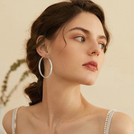 Gacimy Gold Hoop Earrings for Women, 14k Real Gold Plated with 925 Sterling Silver Post, Hypoallergenic Lightweight Thick Gold Hoops Earrings for Women Trendy, 30MM, Brass White Gold Sterling Silver,