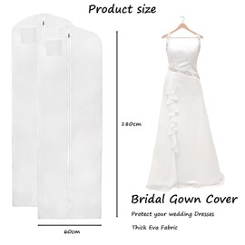Wedding Dress Cover Garment Bag Long 180 cm Garment Bag Wedding Dress for Wedding Dresses Evening Dresses Long Coats (White)