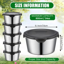 Layhit 8 Set Stainless Steel Food Storage Containers with Lids 20 oz Metal Marinating Snack Containers Leakproof Stainless Steel Food Storage Boxes for Lunch Soup Salad Leftover