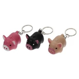 chaoqiu Cartoon Creative Cute Little Pig LED Vocalization Luminous Keychain Set of 3 Cute Charms, Bag Accessories, Gift, yellow