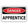 Zirni Danger Apprentice Slogan Sign Sticker Decal Design