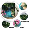 Tropical Landscape Shower Curtain,Waterfall Forest Flower Jungle Lake Nature Scenery