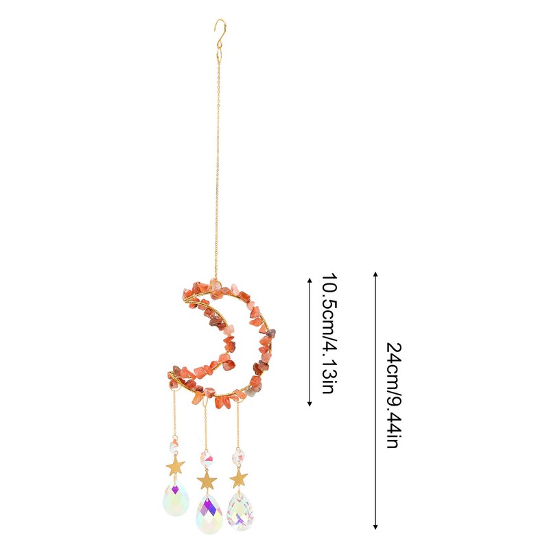 Moon Wind Chimes Bright Crystal Hanging Pendant Window Decoration for