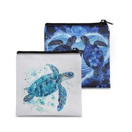 SUITOSELFY Sea Turtle Sanitary Napkin Storage Bag,Small Period Bag Pouch for Girls Women,Sanitary Napkin Period Pad Pouch Tampon Holder for Purse,Mini Make Up Bags