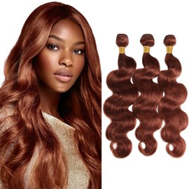 BilltiiWW Color 33 Body Wave Bundles Red Brown Body Wave Bundles 8a Grade Weave Extensions Brazilian Human Hair Soft and Silky for Black Women 18 20 22 Inch