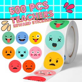 Eideos Smiley Face Stickers 500Pcs Reward Stickers for Kids 8 Colors Style Teachers School Behavior Charts