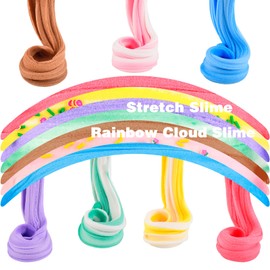 Cloud Slime Kit 7 Pack, with Peach Rainbow Lemon Slime Charms, DIY Slime Supplies for Girls and Boys, Stress Relief Toy for Kids Education, Party Favor, Gift and Birthday