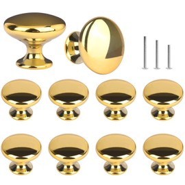 ShipeeKin 10 x Gold Furniture Knobs, Cupboard Knobs, Polished Chrome Cupboard Knobs, Drawer Knobs, 30 mm for Dresser, Wardrobe, Drawer, Bedroom, Bathroom, Kitchen, Office etc.