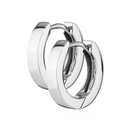 NKlaus 4785 Pair of 925 Sterling Silver Hinged Hoop Earrings 13 x 3 mm Tarnish Resistant, Silver