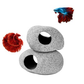 Aquazoo Premium Fish Tank Decorations, Betta Fish Tank Accessories for Betta Cichlid Hiding, Professional Beta Fish Aquariums Accessories Hiding for Territorial Fish (2 Pieces Set)