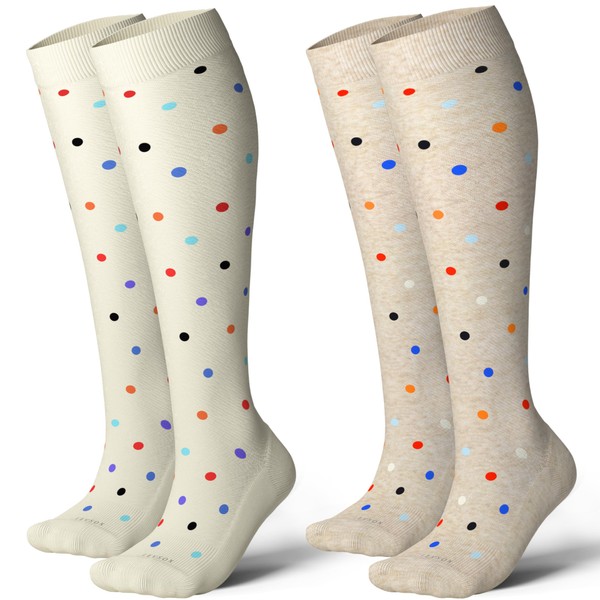 LEVSOX Cotton Compression Socks for Women&Men 20-30 mmHg Knee High