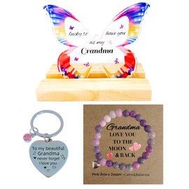 Grandma Gifts - Thoughtful Gifts for Grandma, Grandma Birthday Gifts, Meaningful Presents for Grandma, Grandmother Butterfly Decor (Multicolor, Grandma)