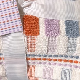 Linea Home 4PK New LINEA Home Cotton Washcloths Textured Multicolor Checked Textured