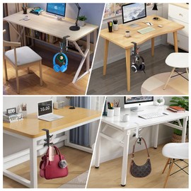 Bayyeskey Desktop Hook Under-Table Handbag Hanger Wallet Hook Simple for Holiday Decoration Desktop Backpack Rack Headphone Hanger 2-Piece Pack Double Hook (Black)