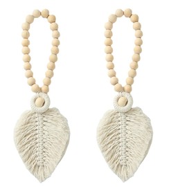 2 Pieces Curtain Ties, Tassel Curtain Holder Straps, Hand Woven Curtain Tie, Boho Style Curtain Holdbacks Utility Curtains Tie (White, One Size)