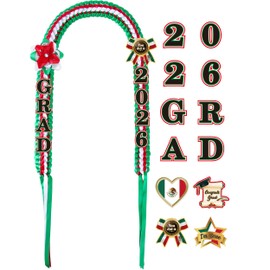 MOIZYNG Class of 2026 Graduation Lei Set, Mexican Graduation Cords Necklace, 2026 Grad Braided Ribbon Lei with Satin Flower Pin Gift for High School & College Graduates