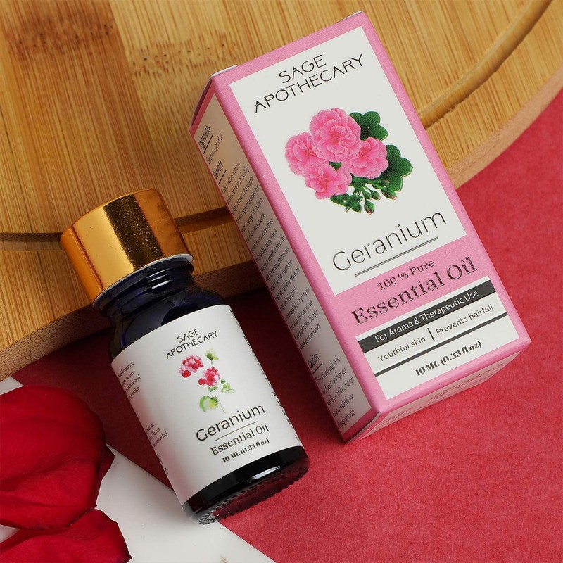 Sage Apothecary 100% Pure & Natural Geranium Essential Oil, 10