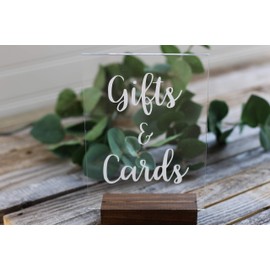 Acrylic Table Signs- Wooden Stand Included (Gifts and Cards)