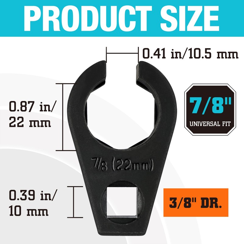 DURATECH O2 Oxygen Sensor Socket 3/8-Inch Drive x 7/8-Inch (22mm),