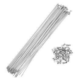 A ABSOPRO Bike Bicycle Spokes 14G 270MM Mountain Bike Spokes Carbon Steel Silver Tone 36Pcs