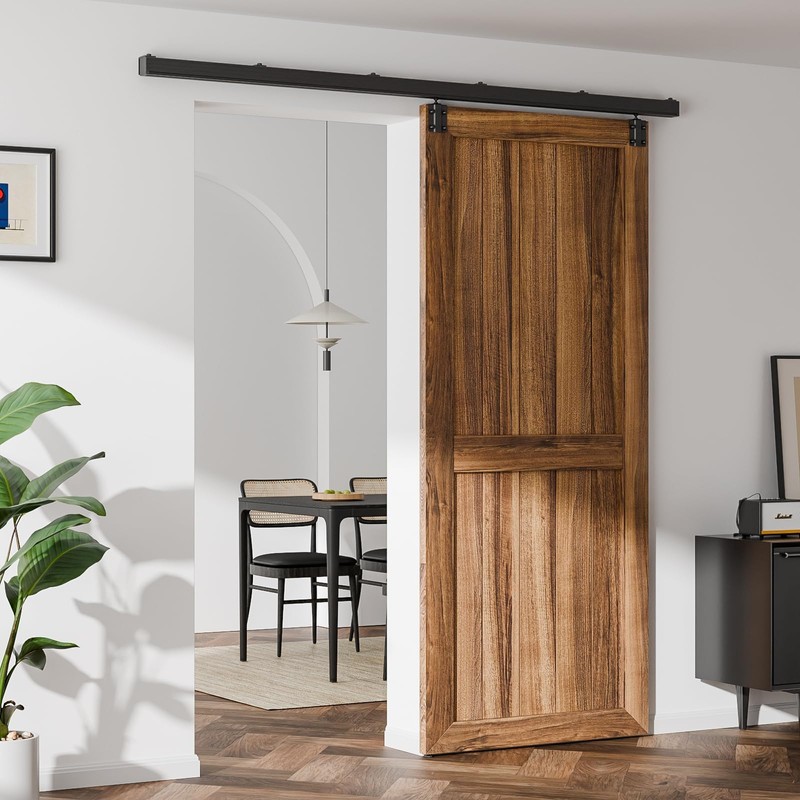 BONIKLUBA 6.6FT Box Rail Sliding Barn Door Hardware,Wall Mount Track