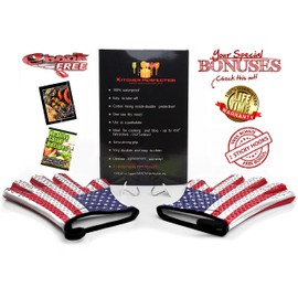 Kitchen perfection XL Silicone Smoker Oven Gloves-Extreme Heat Resistant BBQ Gloves-Handle Hot Food Right on Your Grill Fryer&Pit|Waterproof Grilling Cooking Baking Mitts|Superior Value Set+3 Bonuses