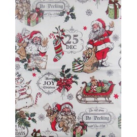 Dining Fashions Seasons Greetings Santa's Merry Christmas Collage Vinyl Flannel Back Tablecloth (52" x 70" Oblong)