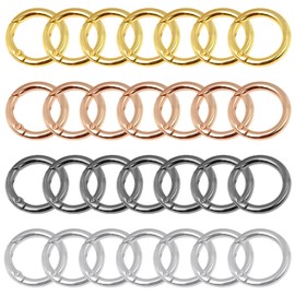 Sixfolo Round Carabiner Hooks Pack of 28 Carabiner Round Small 27 mm Spring O-Ring Carabiner Rings Made of Zinc Alloy Spring Buckle Clip for DIY Crafts Key Rings and Bags, 4 Colours